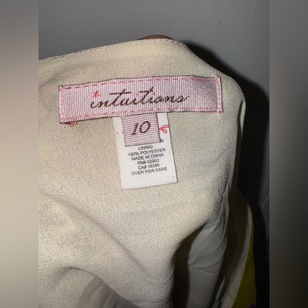 Y2K 90s Floral Fairycore Midi color block Skirt by Intuitions 100% silk size 8 - Picture 4 of 5